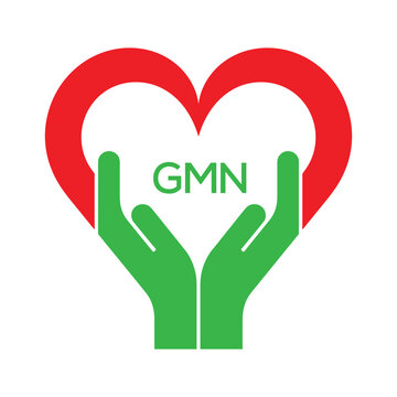 GMN Heart and Hands Company logo. GMN Company logo design for entrepreneur and business. GMN best icon.
