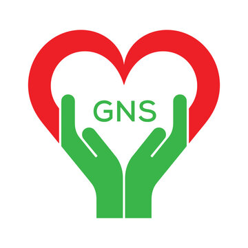 GNS Heart and Hands Company logo. GNS Company logo design for entrepreneur and business. GNS best icon.
