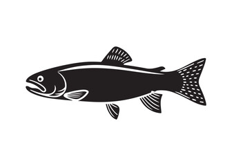 Salmon Fish Outline Vector Illustration Isolated on White Background.