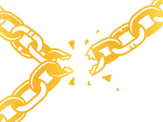 Golden Silhouette of Broken Chains Symbol of Freedom