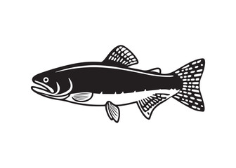 Salmon Fish Outline Drawing Vector Icon Illustration.