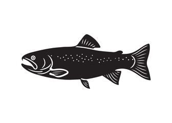 Salmon Fish Outline Vector Illustration Isolated on White Background.