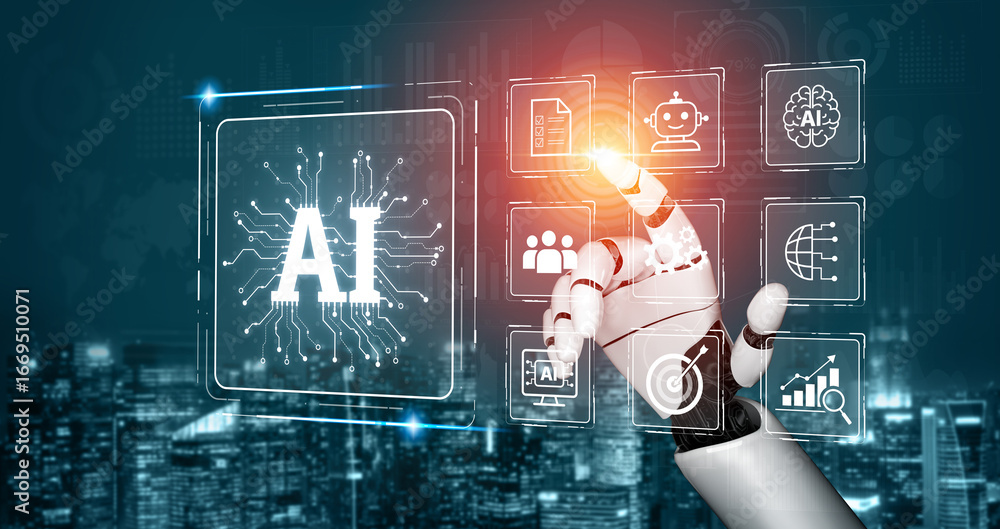 Aufkleber ai brain processes big data with generative ai, llms, and machine learning to support business decis