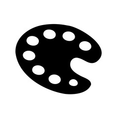 Simple black and white artist palette icon for painting and art