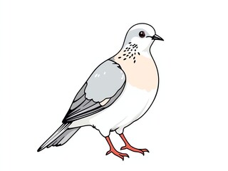 Obraz premium an image of a bird with a white and gray body and a red beak, there is a bird that is standing on a white surface