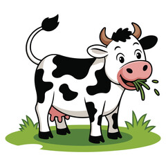 Calf chewing grass on white background vector illustration