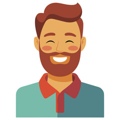 Smiling man avatar with beard wearing green shirt vector illustration