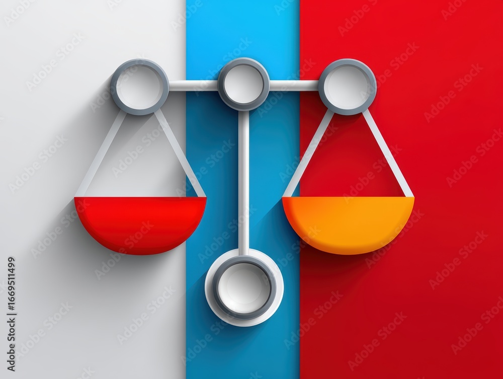 Poster dynamic interplay of red and blue, an abstract background exploring scale balance