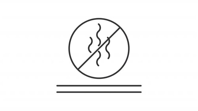 Odor resistant line animation. Smell protection animated icon. Lines showing up. Restriction sign. Stink air, filter. Outline element on white background. HD video with alpha channel