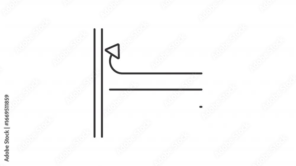 Poster windproof wall line animation. durable material animated icon. showing up lines, arrow. resistant su