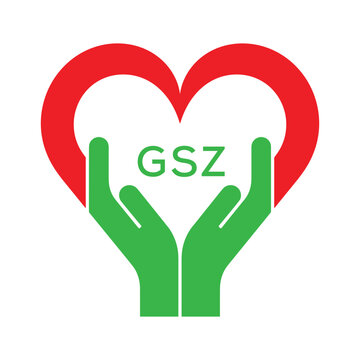 GSZ Heart and Hands Company logo. GSZ Company logo design for entrepreneur and business. GSZ best icon.
