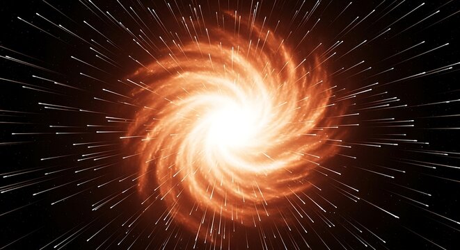 Fiery spiral galaxy in deep space.