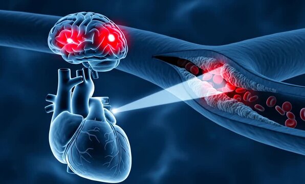 Heart Disease and Stroke Brain and Heart Anatomy 3D Illustration