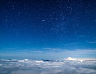 Fototapeta premium Night Sky Above Cloudscape, Mountain View