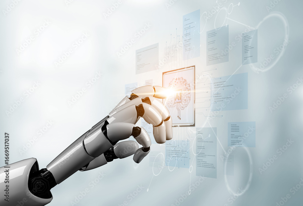 Aufkleber ai brain processes big data with generative ai, llms, and machine learning to support business decis