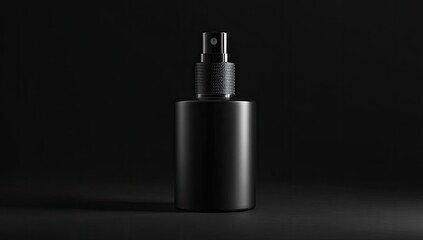 Black spray bottle on dark background