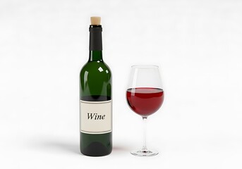 Obraz premium Wine Bottle and Glass with Red Wine Still Life