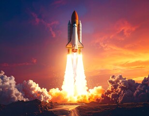 Space Shuttle Launch at Sunset (1)