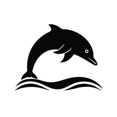 Dolphin jumping out of the water wildlife vector silhouette