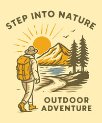 design vintage retro tshirts with handdrawn illustrations and outdoor clothing