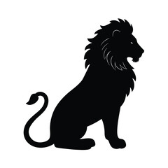 Sitting lion wild animal vector silhouette