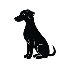 Sitting dog with floppy ears pet vector silhouette illustration