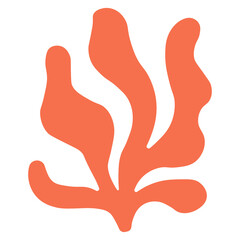 Obraz premium Red coral branch PNG with transparent background, abstract seaweed silhouette for marine ocean illustration