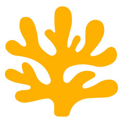 Yellow coral silhouette PNG with transparent background, abstract marine plant shape for ocean theme design