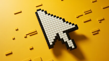 Pixelated Cursor on a Vibrant Yellow Background