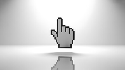Pixelated Hand Cursor Icon on a White Background