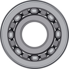 Ball Bearing Isolated on White Background, Metallic Industrial Component