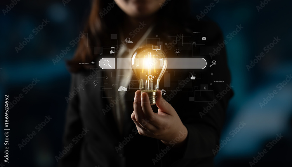 Poster search engine interface for accessing digital information and online data. search engine finds data,