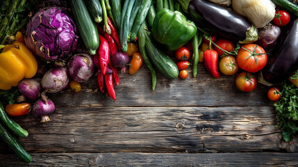World Vegetarian Day, colorful assortment of fresh vegetables arranged on rustic wooden table