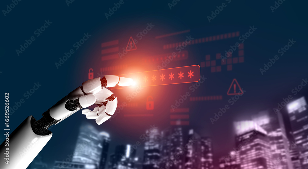 Poster ai-generated password warning alert showing critical cybersecurity threat, password vulnerability, s