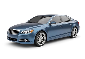 Blue Car Isolated on White Background