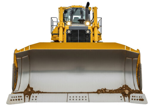 Front view of a large yellow bulldozer
