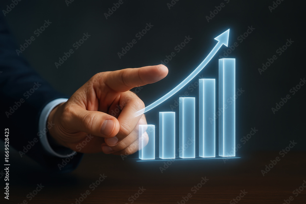 Aufkleber futuristic technology digital interface with hologram effect showing business technology growth and 