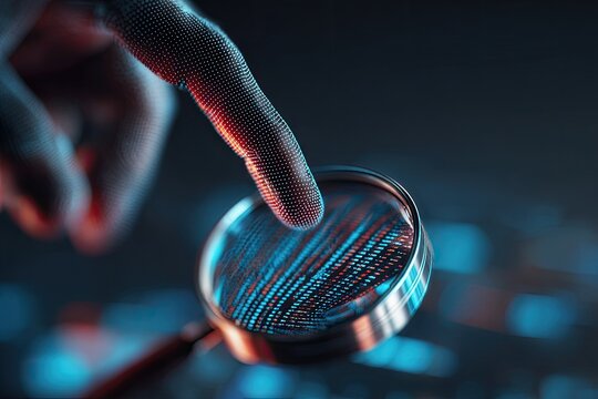 Digitally enhanced fingertip examines magnified data