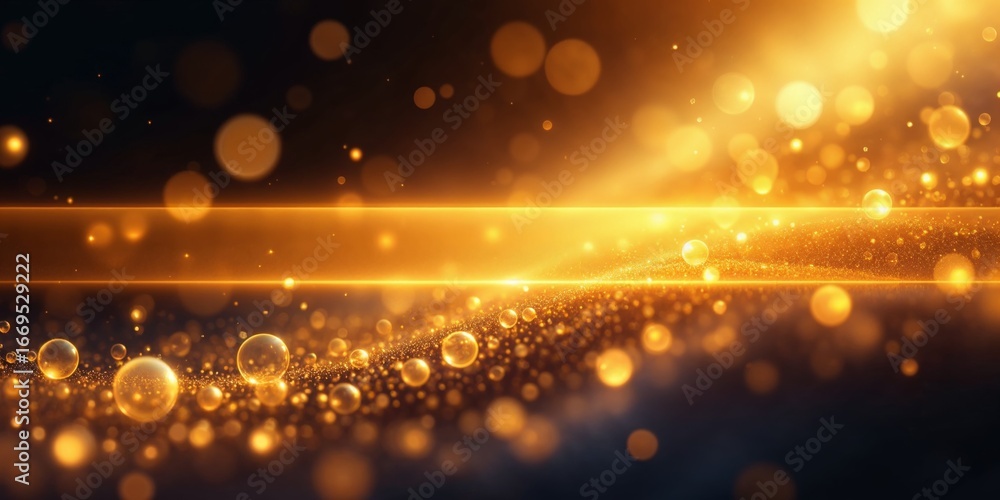 Poster golden glowing bubbles in harmonious circular patterns creating an upscale atmosphere for elegant ba