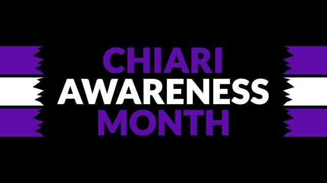 Chiari Awareness Month In and Out text from split line animation on a black background.
