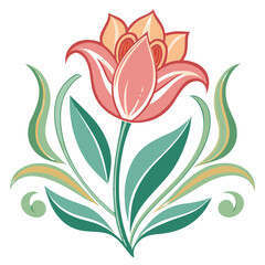 "Victorian peony flower artwork, ornate petals, detailed line art, no background"