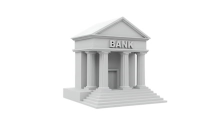Classic white bank building with columns and pediment