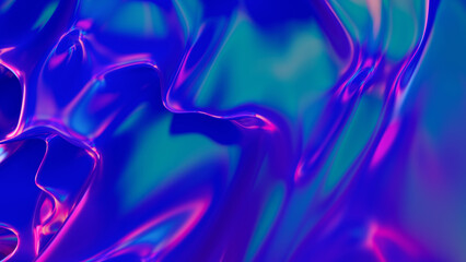 Abstract fluorescent liquid. Neon waves on the background. A beautiful futuristic scene. 3d rendering illustration not AI