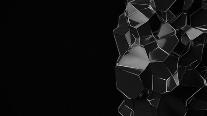 3D abstract futuristic surface on a black background with a dark abstract diamond. 3d rendering illustration not AI