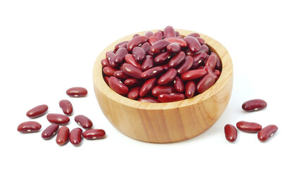 Red kidney beans in bowl isolated on white background