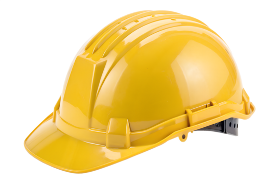 Yellow Construction Safety Helmet on Transparent Background