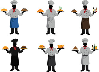 Chefs holding dishes and drinks, professional cooking, culinary arts, restaurant service, chef uniforms, gourmet food, hospitality industry, food presentation