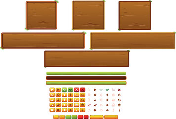 wooden UI set for game 