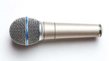 A professional microphone with a white background, emphasizing fashionable and modern audio equipment