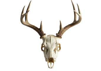 Isolated deer skull with antlers a nature item trophy taxidermy bone spooky dead animal